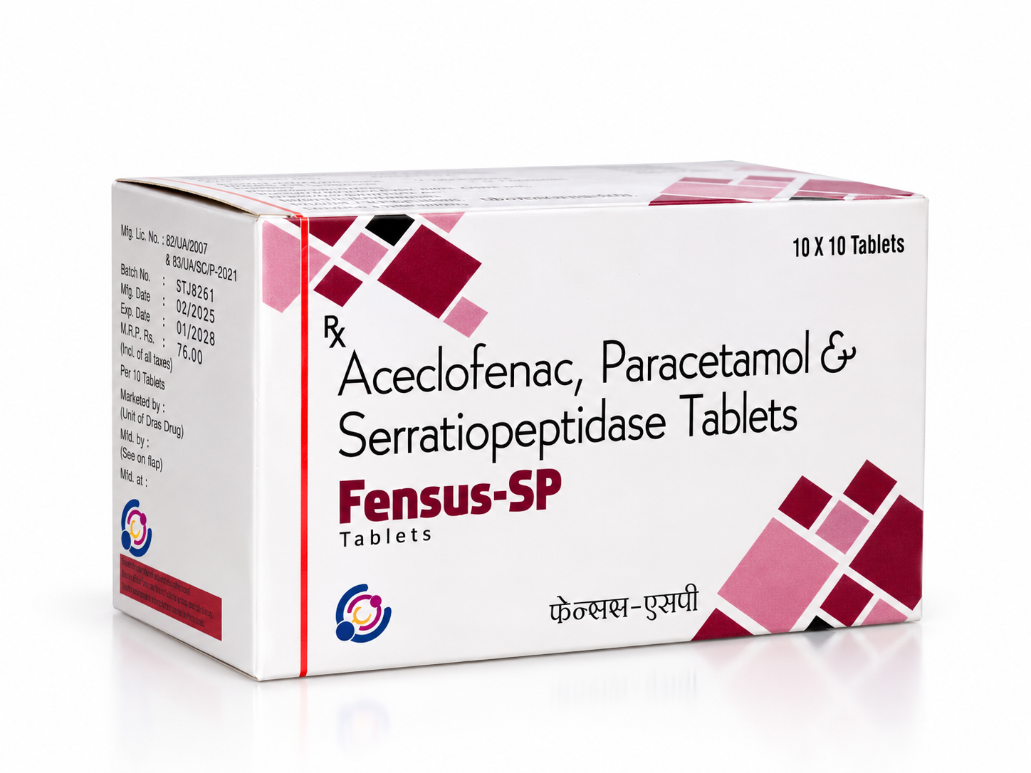 Fensus-SP Tab - Aceclofenac, Paracetamol & Serratiopeptidase Tablets